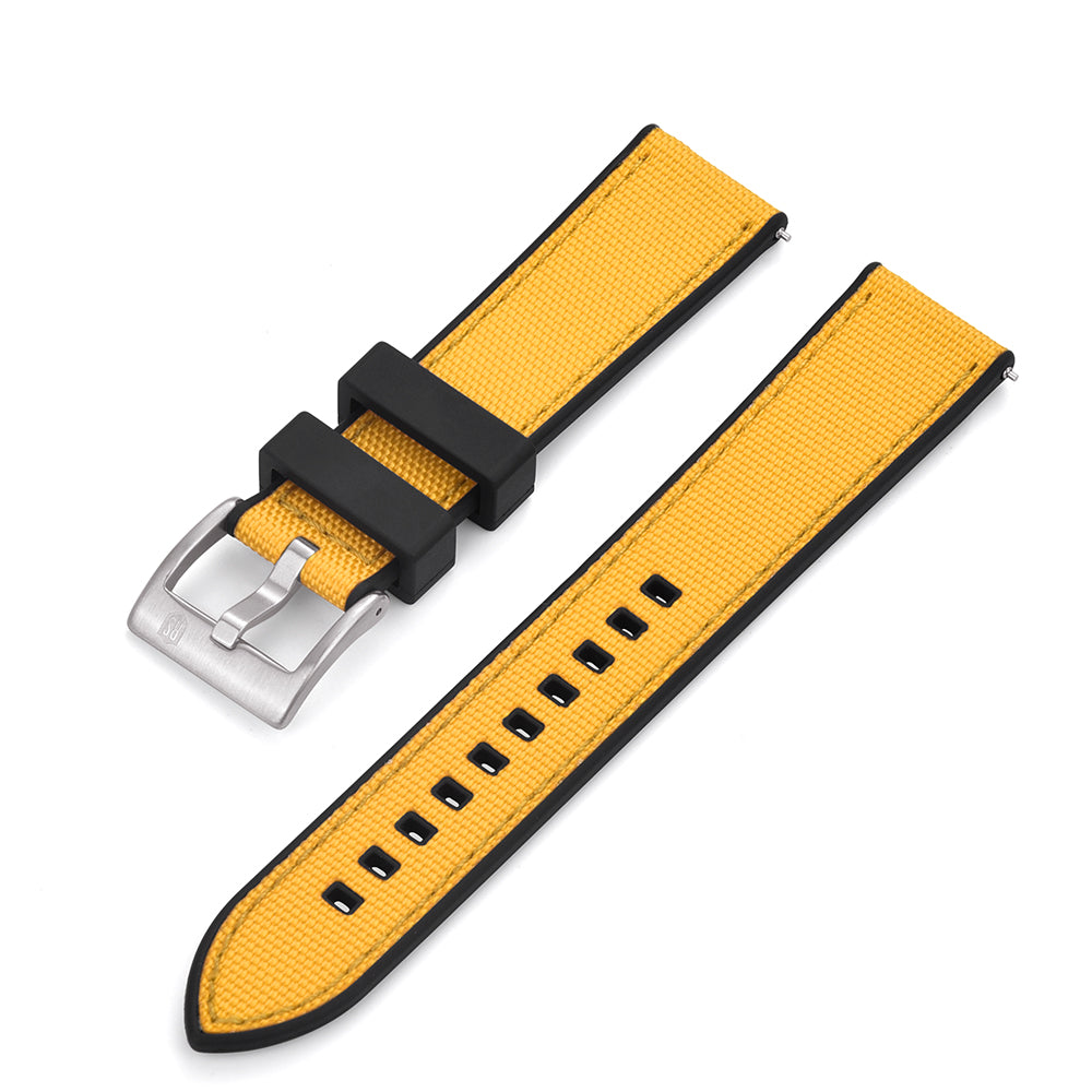 Sail Strap Hybrid - Sailcloth / Rubber Watch Strap - Yellow
