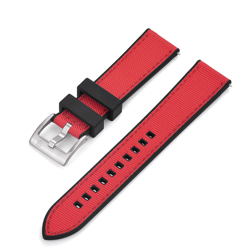 Sail Strap Hybrid - Sailcloth / Rubber Watch Strap - Red