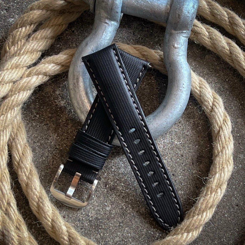KLOCKARMBAND - SAIL STRAP - SAILCLOTH WATCH STRAP - BLACK / GREY - ROYAL STRAPS