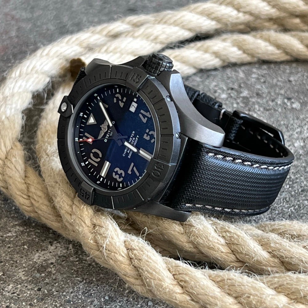 KLOCKARMBAND - SAIL STRAP - SAILCLOTH WATCH STRAP - BLACK / GREY - ROYAL STRAPS
