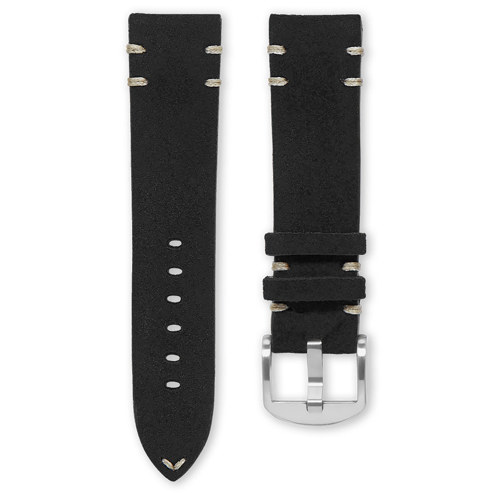 KLOCKARMBAND - SAINT TROPEZ VINTAGE SUEDE - BLACK - ROYAL STRAPS