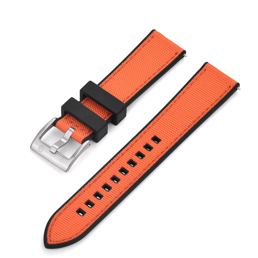 Sail Strap Hybrid - Sailcloth / Rubber Watch Strap - Orange