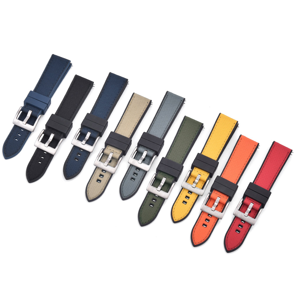 Sail Strap Hybrid - Sailcloth / Rubber Watch Strap - B/B