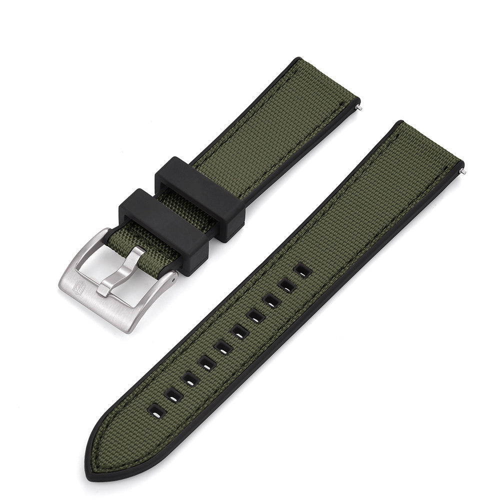 Sail Strap Hybrid - Sailcloth / Rubber Watch Strap - Green