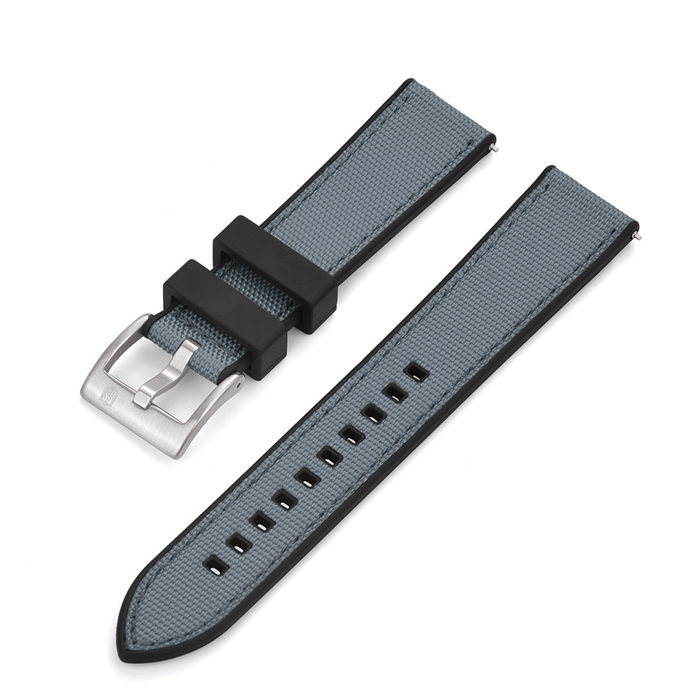 Sail Strap Hybrid - Sailcloth / Rubber Watch Strap - Grey